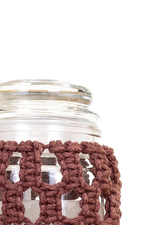 108Knots Checkered Hand-Knotted Candle Jar