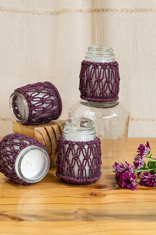 108Knots Criss Cross Hand-Knotted Candle Jar