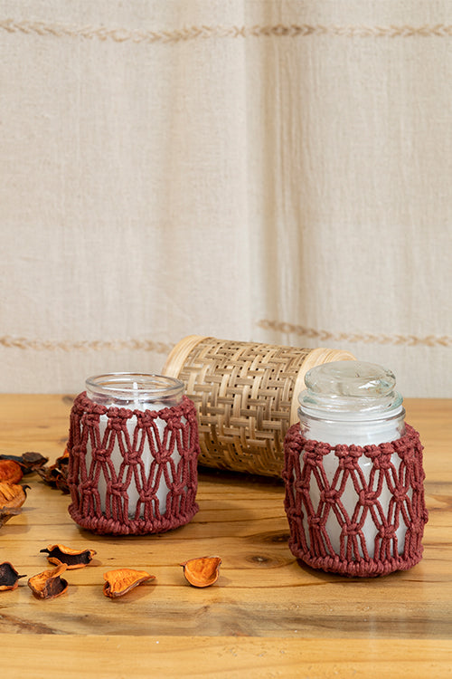 108Knots Criss Cross Hand-Knotted Candle Jar