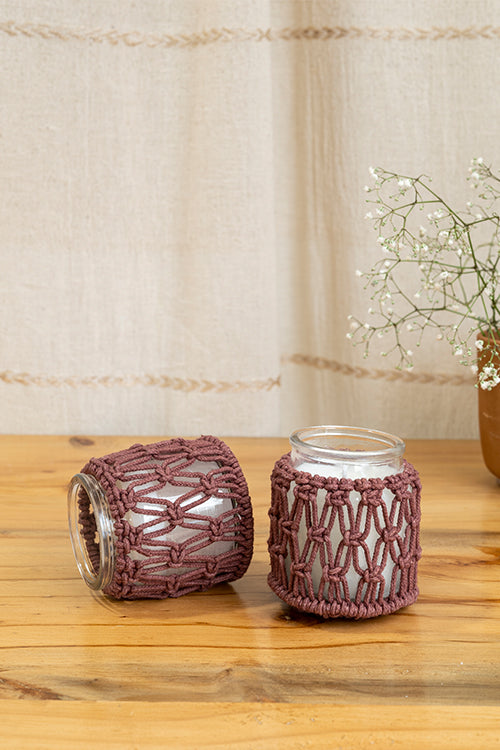 108Knots Criss Cross Hand-Knotted Candle Jar