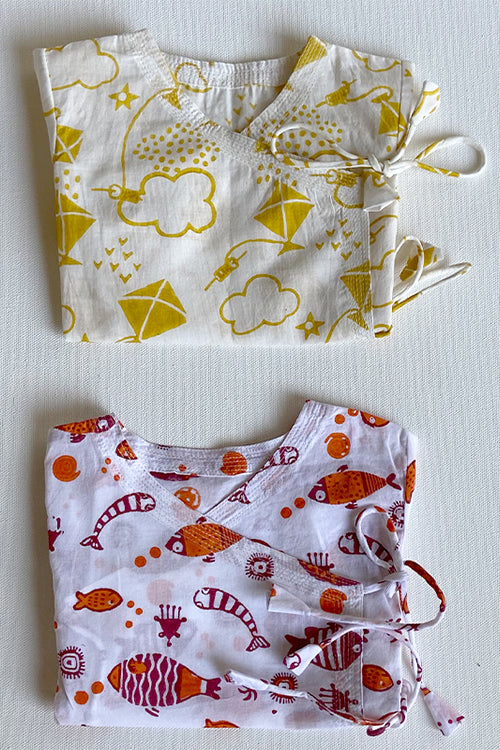 Whitewater Kids Unisex Organic Koi Newborn Bag - Patang And Koi Red Angrakha