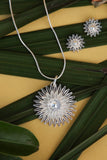 Silver Linings Sunflower Handmade Silver Filigree Pendant Set Online