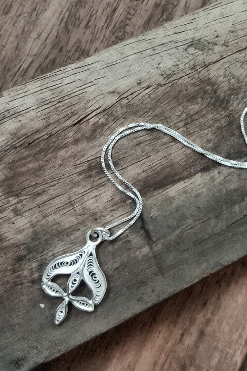 Handmade Silver Holding Hands Necklace / Symbology