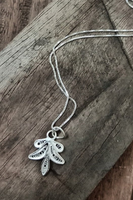 Silver Linings "Leaf" Silver Filigree Handmade Pendant and Chain