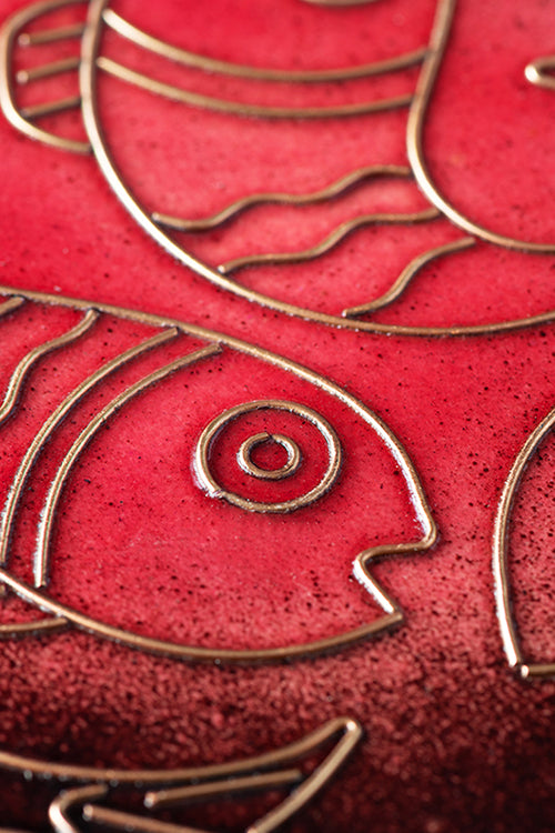Copper Enamel Animal Series Red Fishes 8