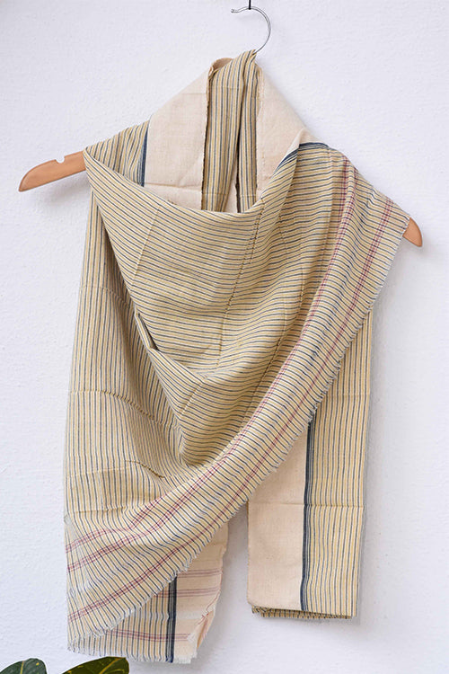 Punarjeevana Handspun Natural dyed Patteda Anchu ochre yellow border