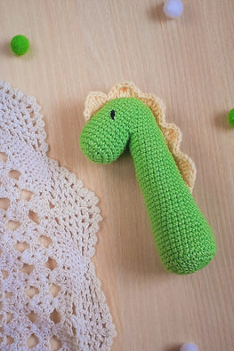Plumtales"Dinoworm"Handmade Amigurumi Rattle Toy-'Pistachio Green'