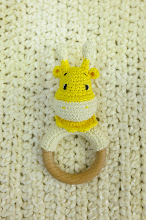 Plumtales"Grace-The Giraffe"Handmade Amigurumi Teether cum Rattle