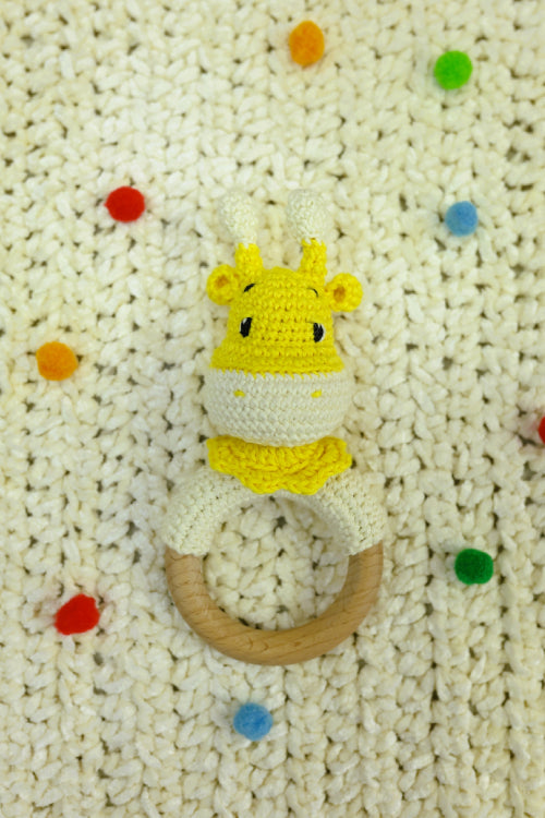 Plumtales"Grace-The Giraffe"Handmade Amigurumi Teether cum Rattle