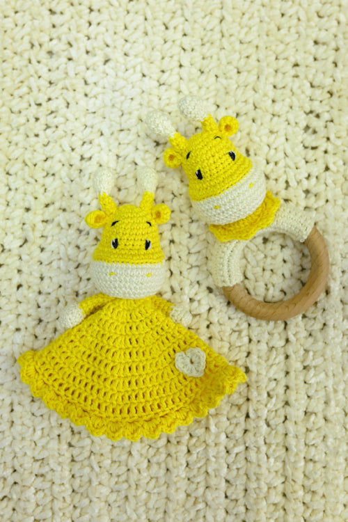 Plumtales"Grace-The Giraffe"Handmade Amigurumi Teether cum Rattle