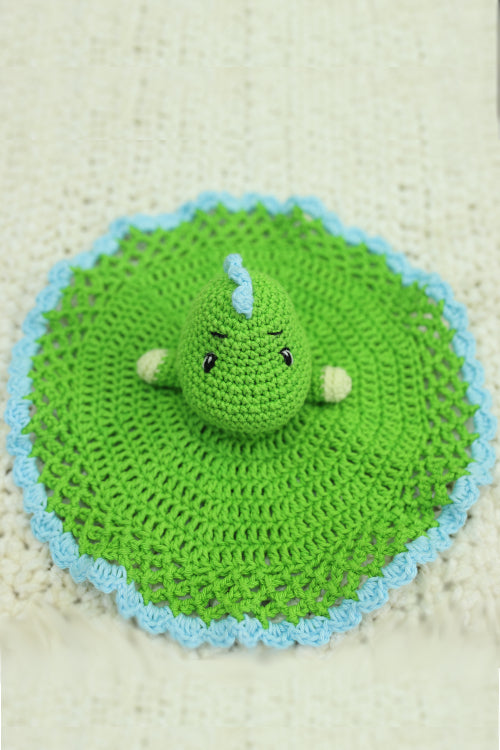 Plumtales"Rory-The Dino"Handmade Amigurumi Lovey And Teether Set