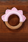Plumtales "Croceht Ruffle"Handmade Wooden Teether Ring Powder Pink