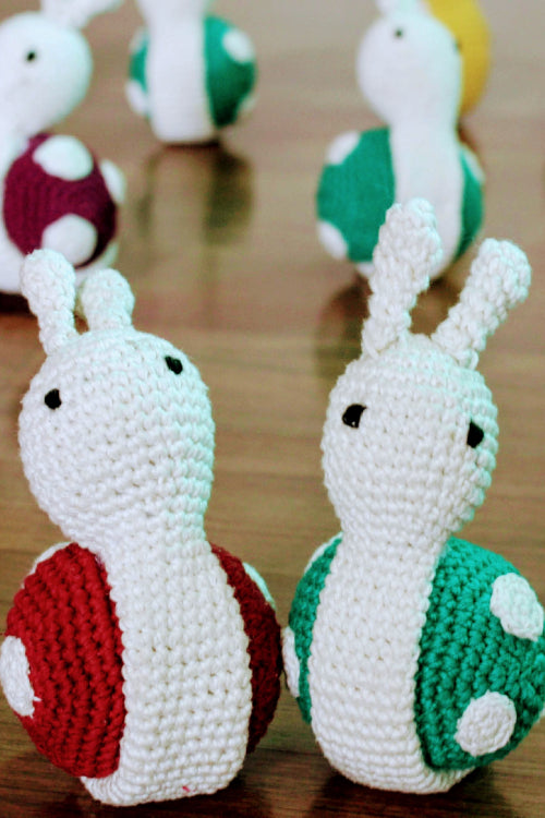 Plumtales "Snail" Handmade Amigurumi Rattle Toy