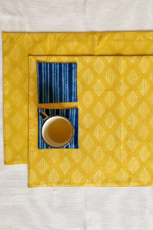 Leera Amber yellow Diamond Shibori Placemat  (Set of 2)