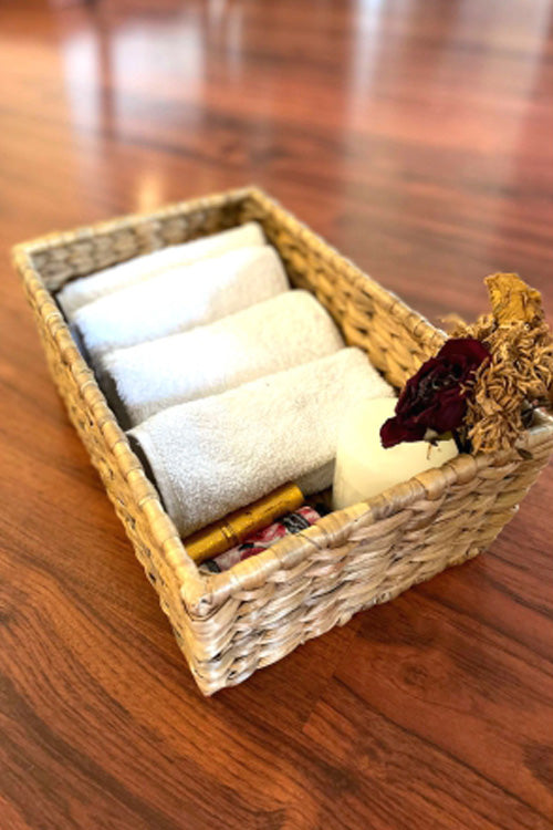 Pine Cone Handcrafted Towel Basket/ Organizer With Cane Frame