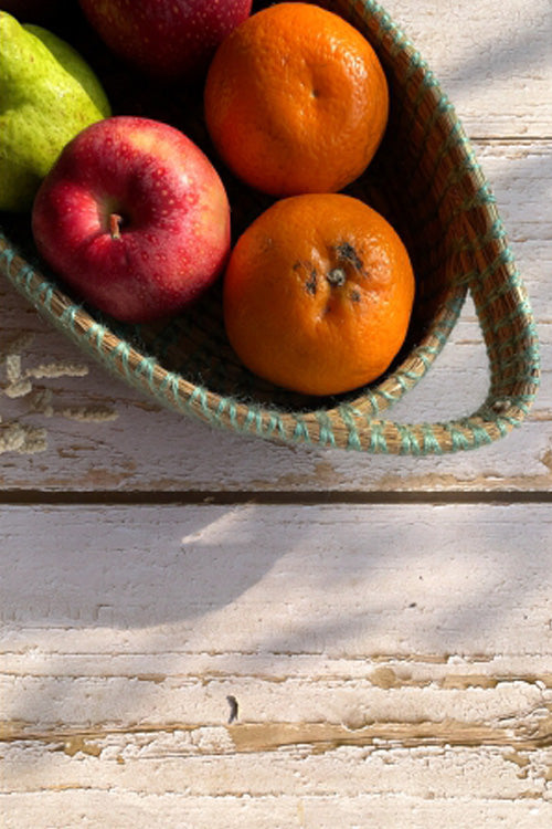 Pine Cone Handcrafted Salt Reed Fruit Basket (Sage Green)