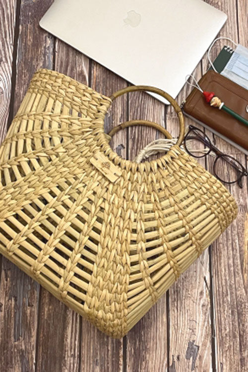 Pine Cone Handcrafted Vacay Tote With Macrame Closure