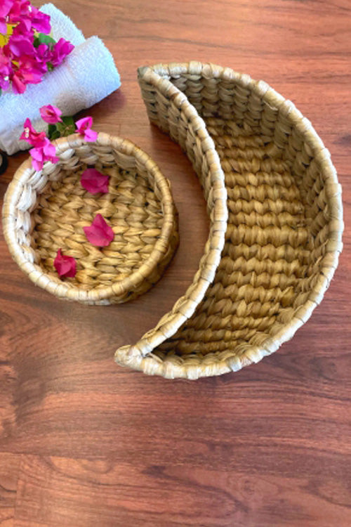 Pine Cone Moonchild- Multi Utility Round And Crescent Shaped Basket Set