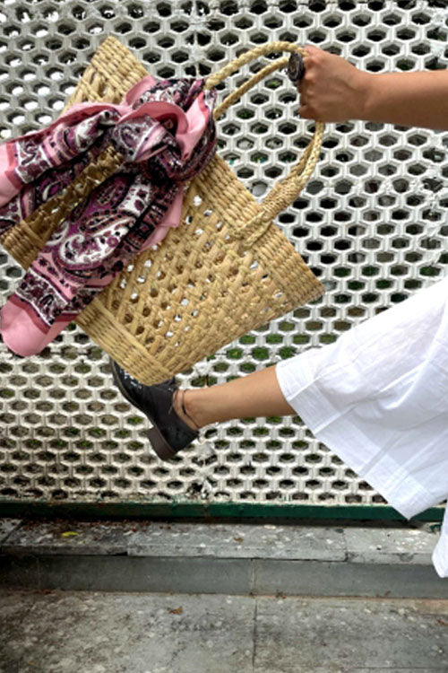Pine Cone Handcrafted Reed Brunch Tote
