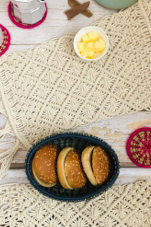 Pine Cone Handcrafted Salt Reed Bread Basket  (Grey)