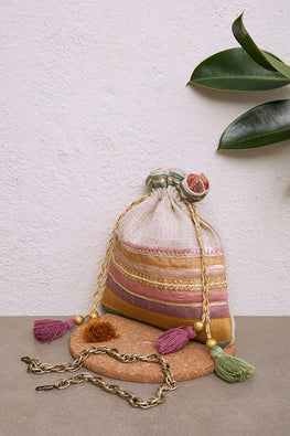 Pink Lemonade Handmade Jute Potli Bag For Women Online