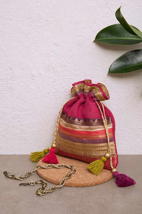 Dhaaga Pink Rani Potli Bag