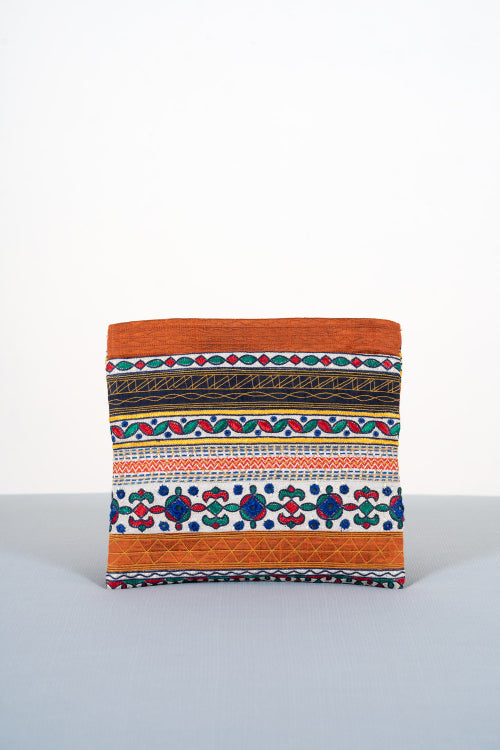 Hand Embroidered Dupion Silk Ahir Clutch