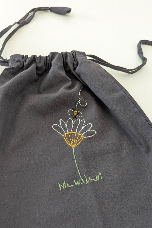 Okhai 'Daffodil' Hand Embroidered Pure Cotton Potli Purse