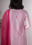 Urmul 'Peony' Hand Embroidered pestal pink Chanderi kurta. (2pc kurta and dupatta)