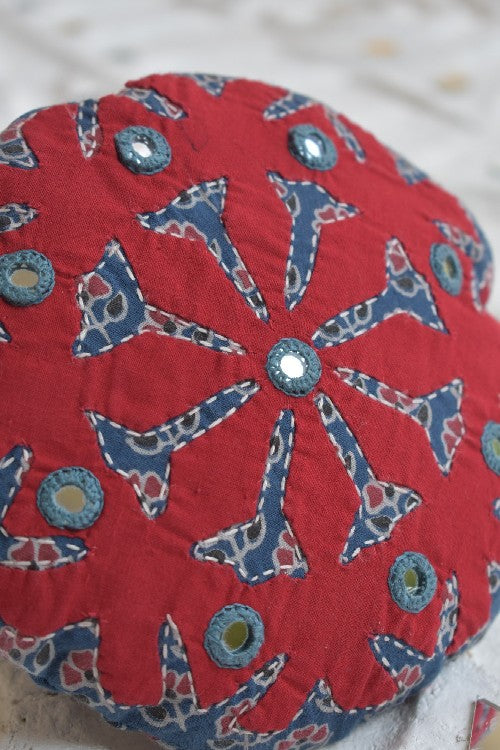 Okhai 'Wild Rose' Pure Cotton Hand Embroidered Mirror Work Pouch