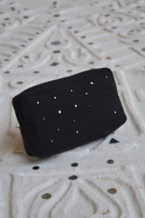 Okhai 'Silent Breeze' Pure Cotton Mirror Work Pouch
