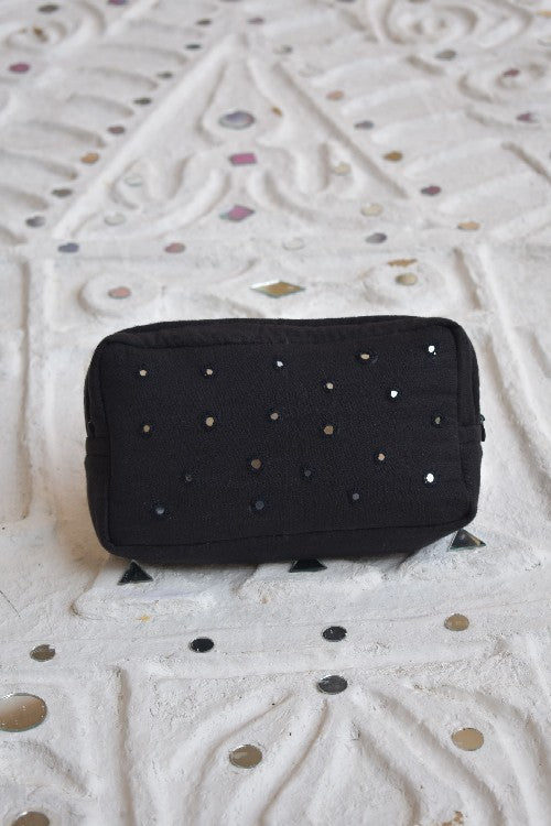 Okhai 'Silent Breeze' Pure Cotton Mirror Work Pouch