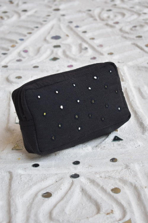 Okhai 'Silent Breeze' Pure Cotton Mirror Work Pouch
