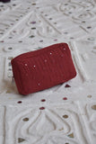 Okhai 'Ruby' Pure Cotton Hand Embroidered Mirror Work Pouch