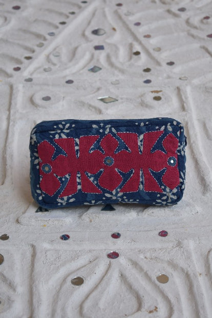 Okhai 'Jane' Pure Cotton Applique Mirror Work Pouch