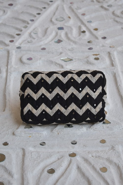 Okhai 'Ethereal' Pure Cotton Hand Block Printed Mirror Work Pouch