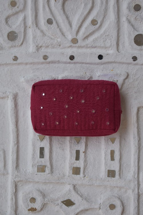 Okhai 'Symphony' Pure Cotton Mirror Work Pouch