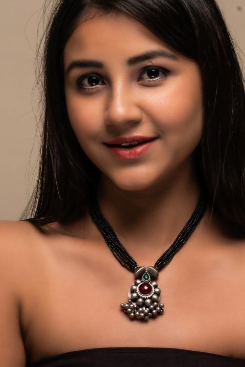 TICH Pure Silver Traditional Maharashtrian Neckpiece - Saaz