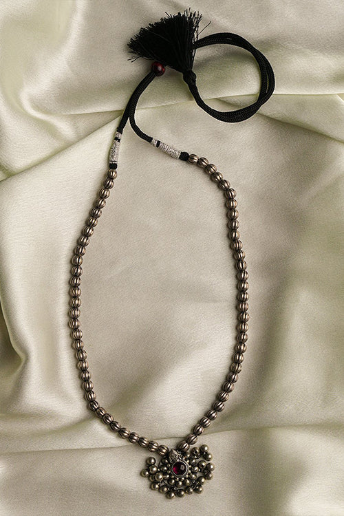 TICH Pure Silver Traditional Maharashtrian Neckpiece - Jav Mani Mala