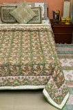 SootiSyahi 'Blissful Paisley' Handblock Printed Double bed Quilt