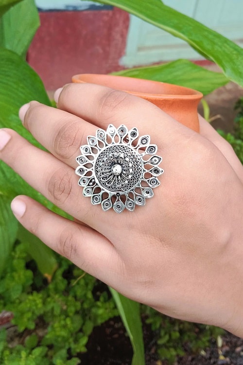 Buy Teejh Ethnic Tahera Silver Oxidized Rings for Women Online At Best  Price @ Tata CLiQ
