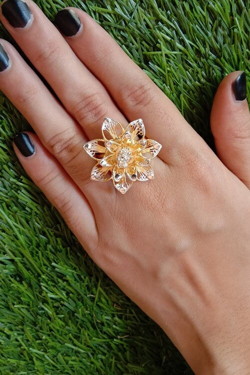 Silver Linings Kusum Handmade Silver Filigree Dual Tone Ring For Women