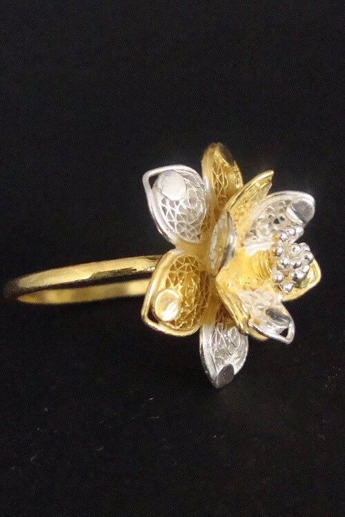Heart Shape Designer Plain Silver Handmade Gold Plated Ring Jewelry