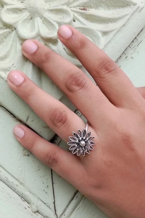 Silver Linings "Sunflower" Silver Filigree Ring