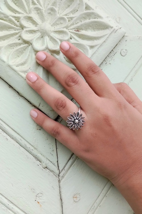 Silver Linings "Sunflower" Silver Filigree Ring