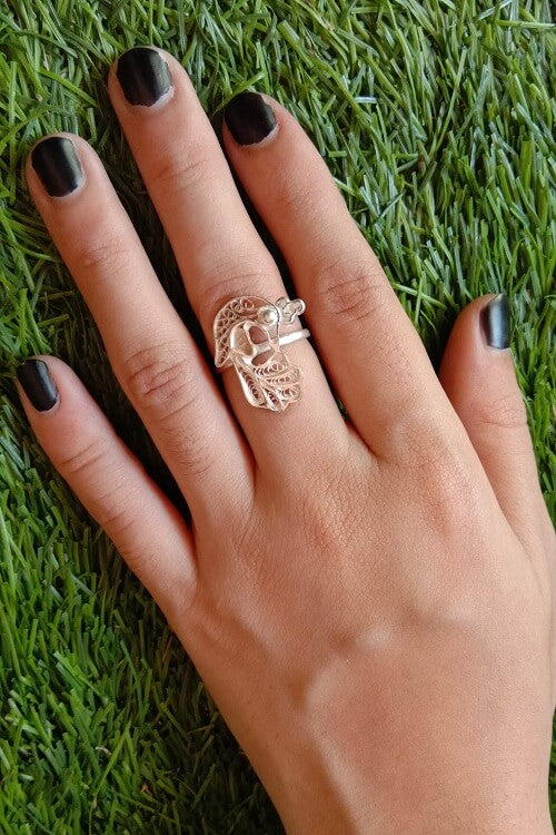Silver Linings Peacock Handmade Silver Filigree Ring For Women Online