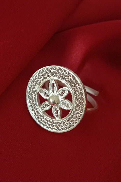 Silver Linings Chakra Handmade Silver Filigree Ring For Women Online