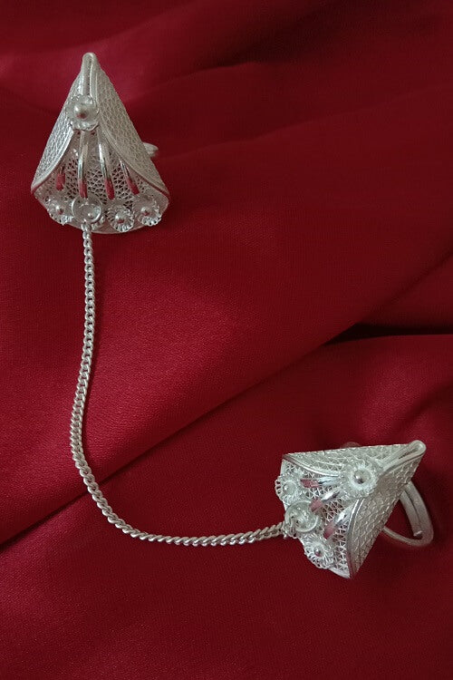 Silver Linings "Gulshan" Silver Filigree Handmade Duo Ring