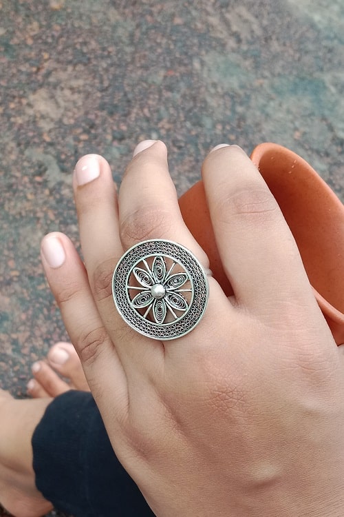 Silver Linings "Oxidised Chakra" Silver Filigree Ring