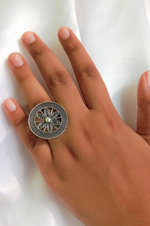 Silver Linings "Oxidised Chakra" Silver Filigree Ring
